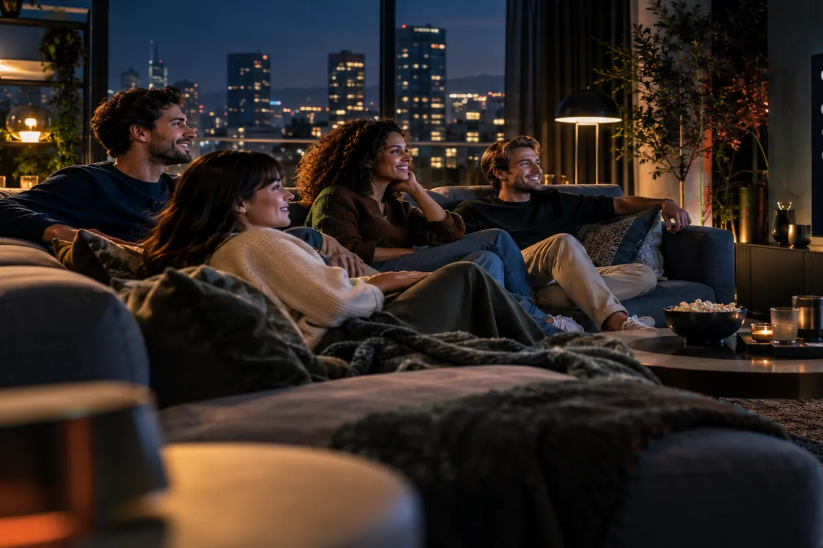 Friends watching TV together