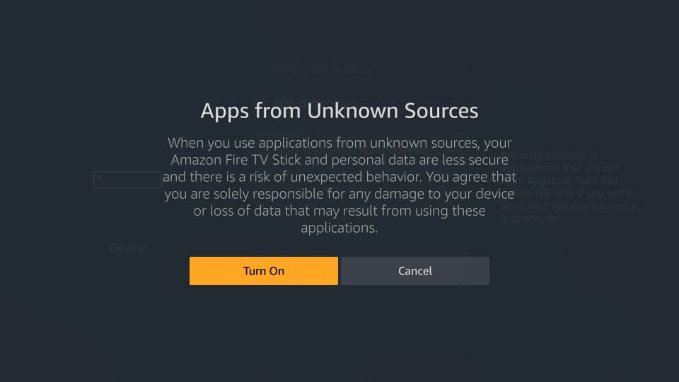 smart IPTV Apps from Unknown Sources turned on